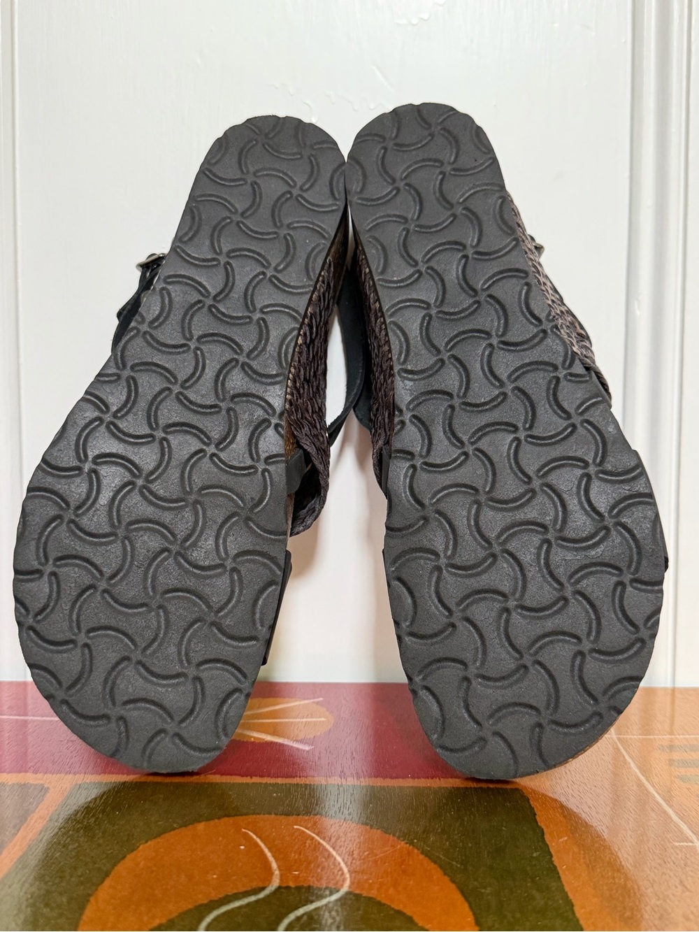 EUC Bos. & Co. Cork Wedge Leather Sandals. Women's Size: 9 (EU 40). - Picture 8 of 11